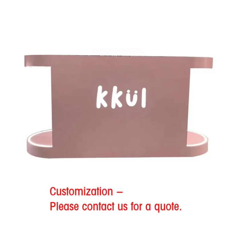 custom.High-end Pink Checkout Counter Modern Reception Counter Desk Design Beauty Shop White Salon Desk Front Desk