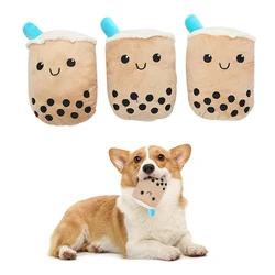 Dog plush toy cute milk tea shape bite resistant teeth interactive play pet supplies