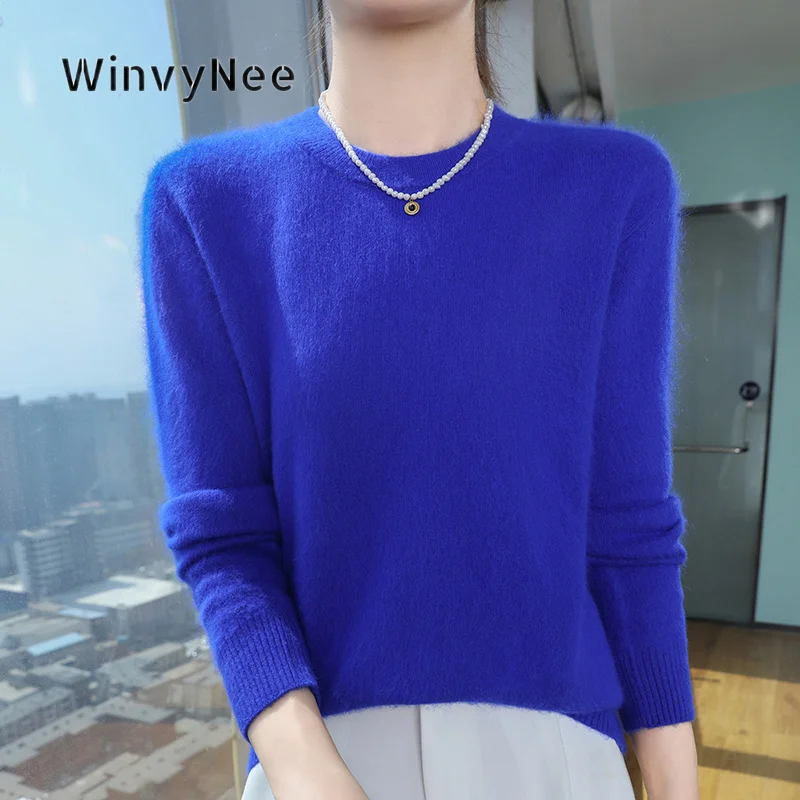WinvyNee Women Jumper Mink Velvet Relaxed Pullover Brushed Fabric Crew Neck Plush Silky Homewear Flexible Layer Top ZA1248026A