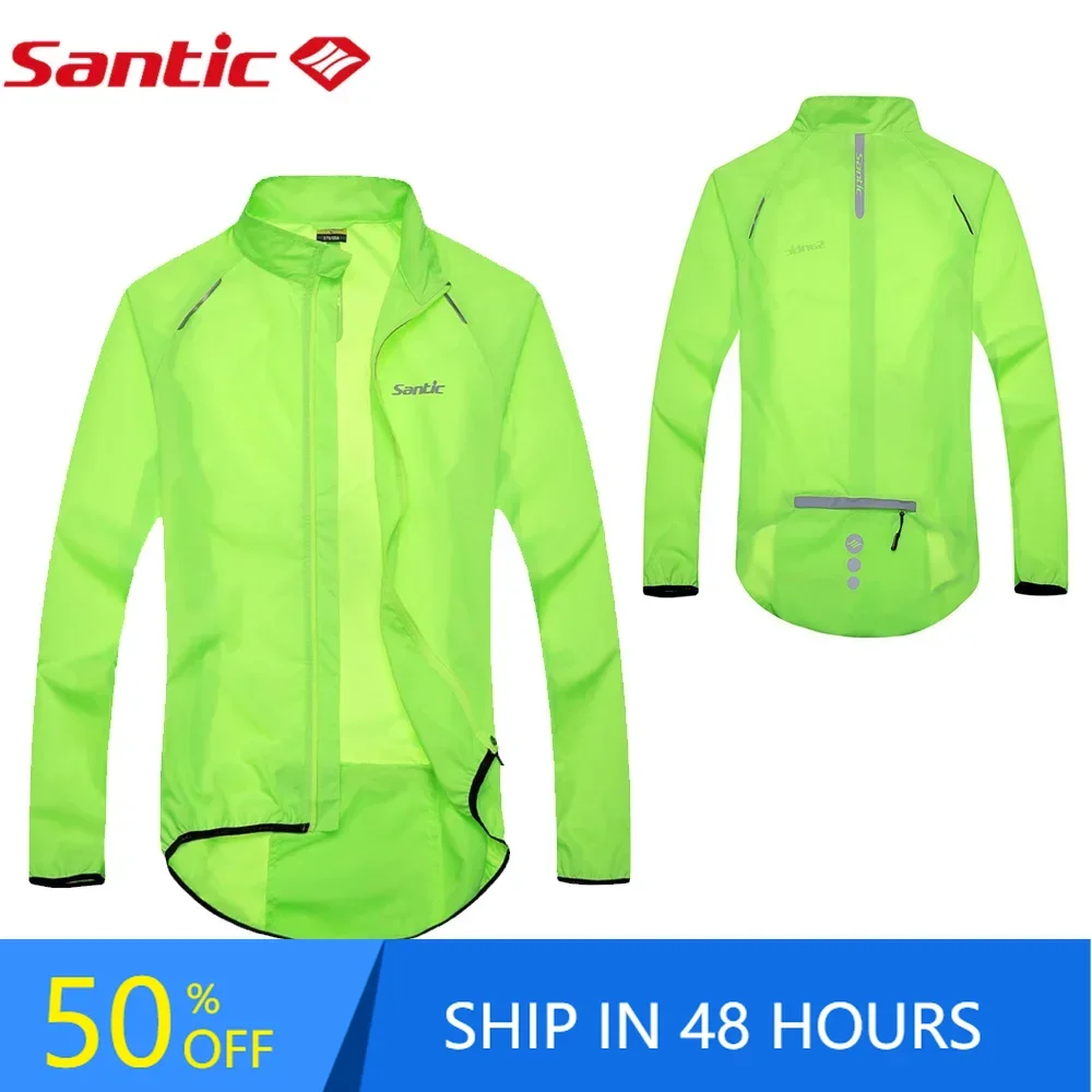 Santic Men Cycling Jackets Windproof  Skin Coat Sun-protective Anti-splashing UPF30+ Raincoat M5C07015V