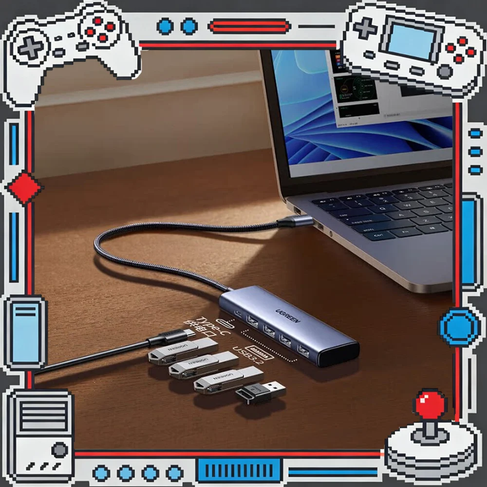 UGREEN 45324 CM511 USB 3.2 Gen 2 Hub 4-Port 10Gbps USB Splitter with 0.15m Cable for Laptop Computer