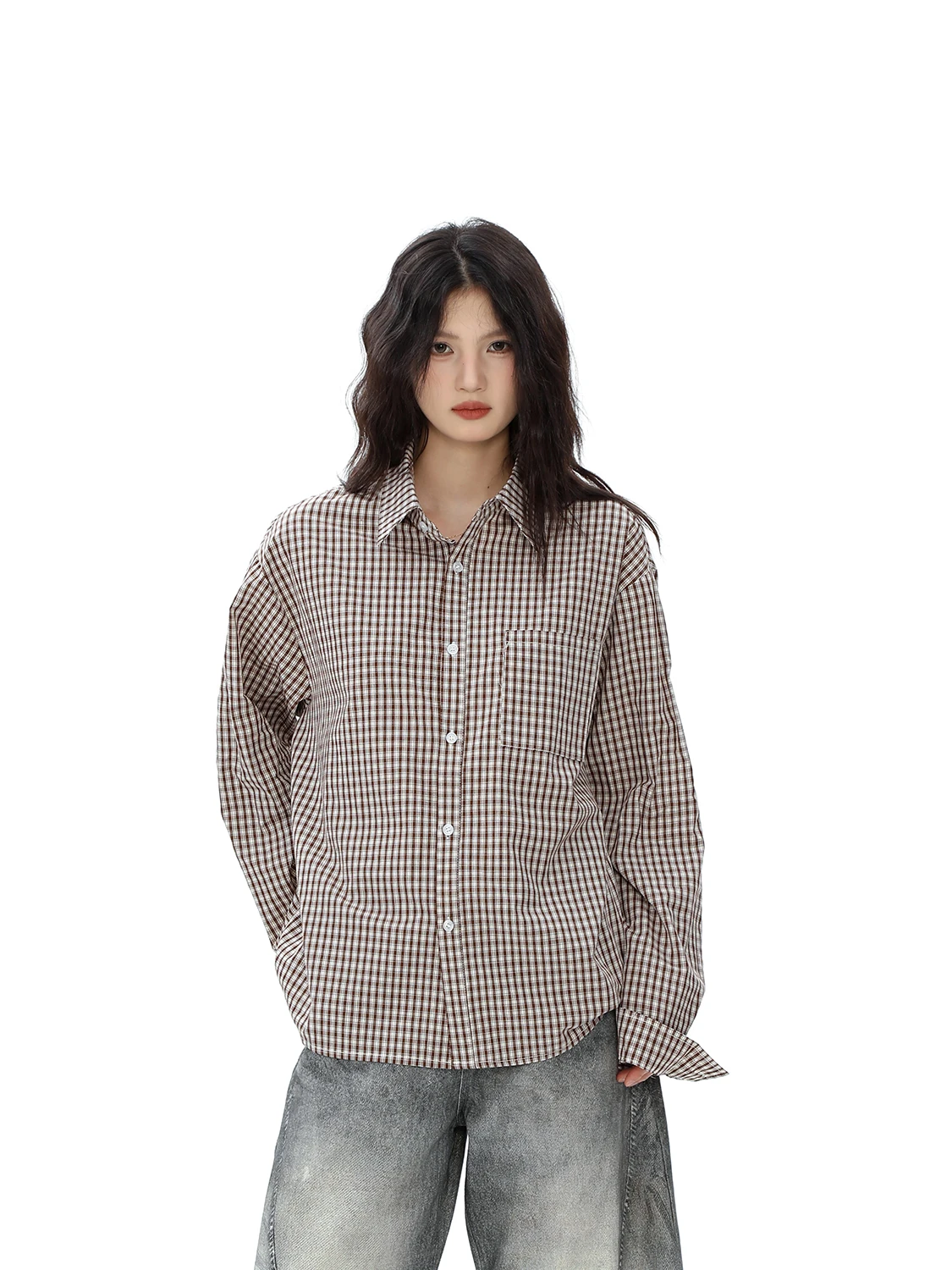 

Американская ретро-рубашка в клетку с длинным рукавом, свободная повседневная рубашка для мужчин, универсальная верхняя одежда для пар, модная, хлопковая, дышащая.