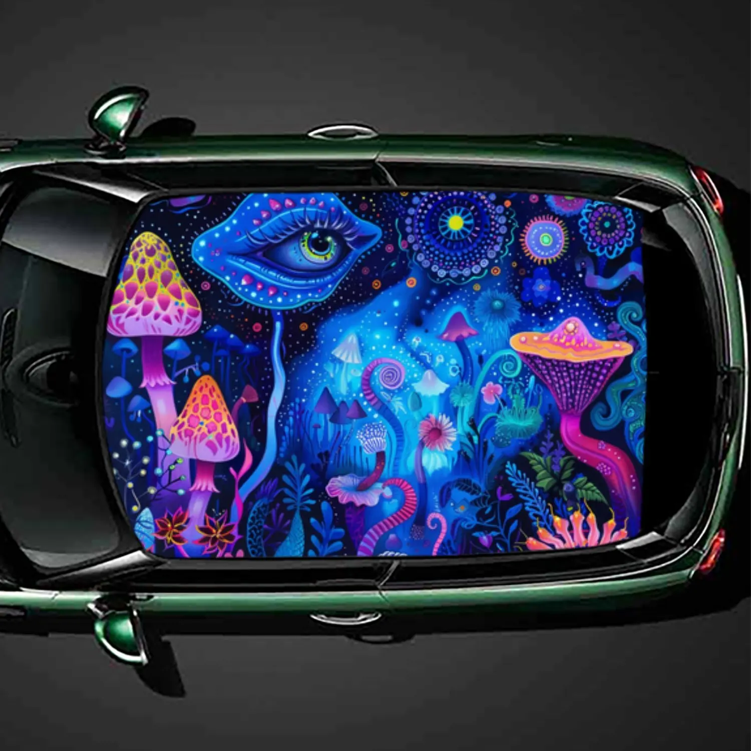 

Dazzling Shadow of the Illusory Eye PVC Car Roof Sticker, Self-Adhesive Waterproof Car vinyl Decal, Car Decoration Protection St