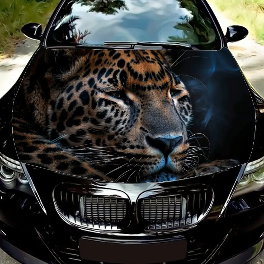 Leisurely Lying Animal Cheetah Car Hood Wrap Color Vinyl Sticker Truck Graphic Bonnet Auto Accessories Decoration Decal Gift