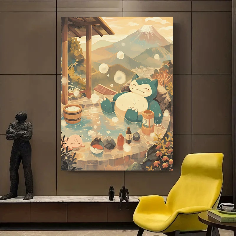 Pokemon Snorlax Poster Kawaii Japanese Anime Canvas Painting Wall Art Wall Decor Living Room Bedroom Home Decor Unframed