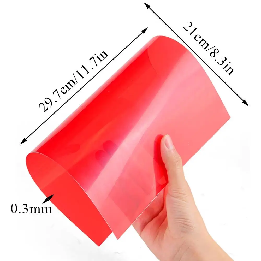 10pcs Transparent A4 Sheet 0.3mm Thickness Coloured A4 Hard Paper Multi-purpose PVC Light Filter Plastic Sheet Wholesale