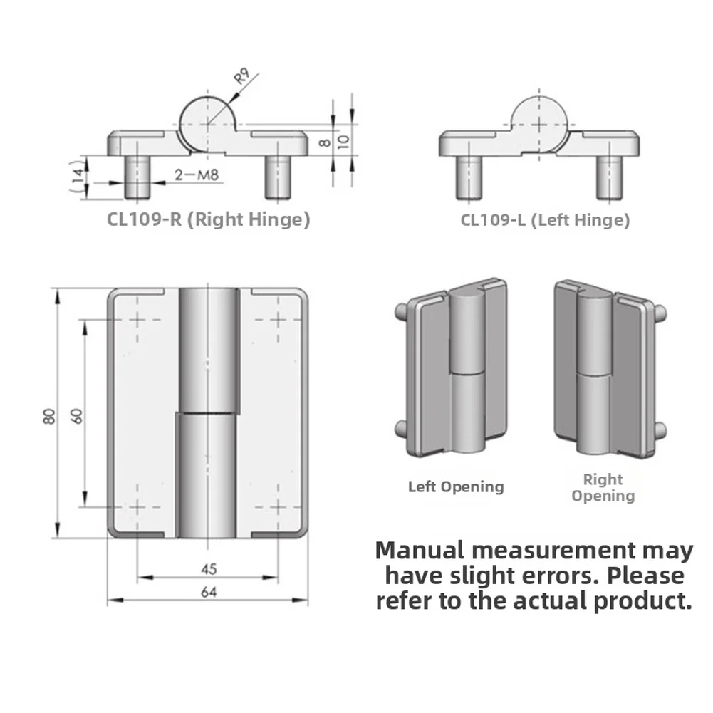 Electrical Cabinet Hinge CL109 Zinc Alloy Material for Distribution Box Door Mounting Left or Right Orientation