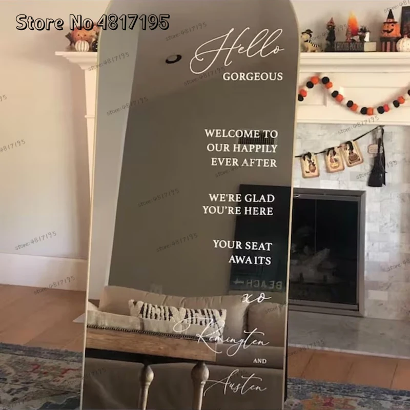 Custom Name Vinyl Decal Wedding Sticker For Mirror You Look Incredible Mirror Stickers Hello Darling Welcome Sign Stickers