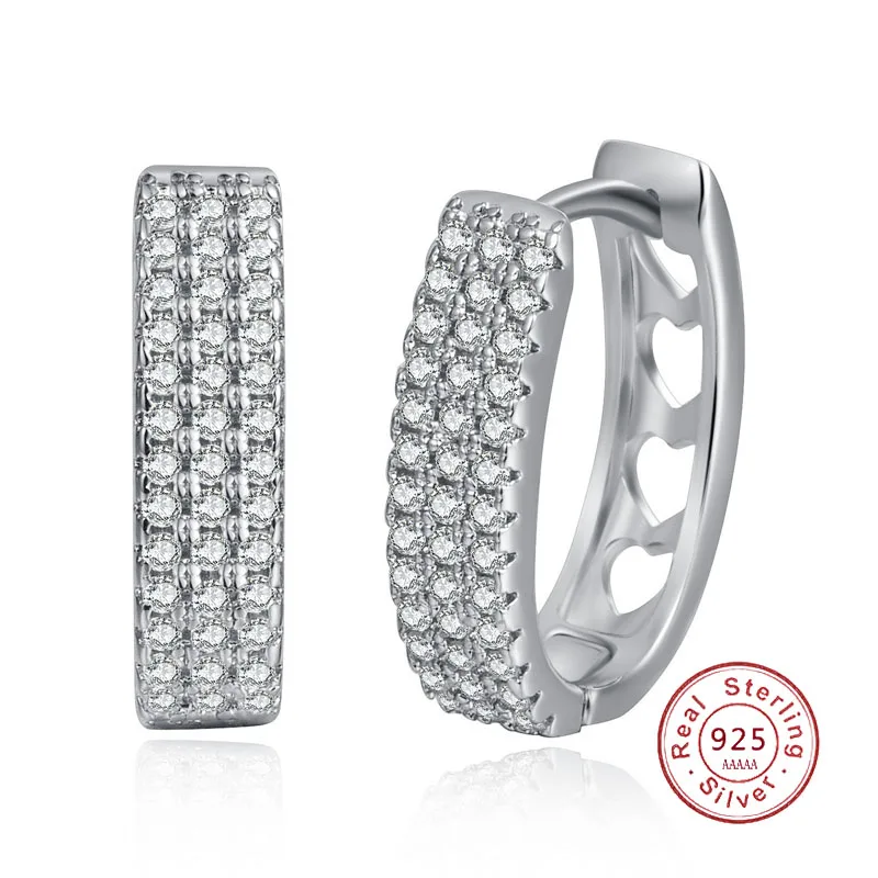 Exquisite Zircon Arrangement 925 Sterling SIlver Crystal Earring Fashion Zircon Circle Hoop Earrings for Woman New Jewelry