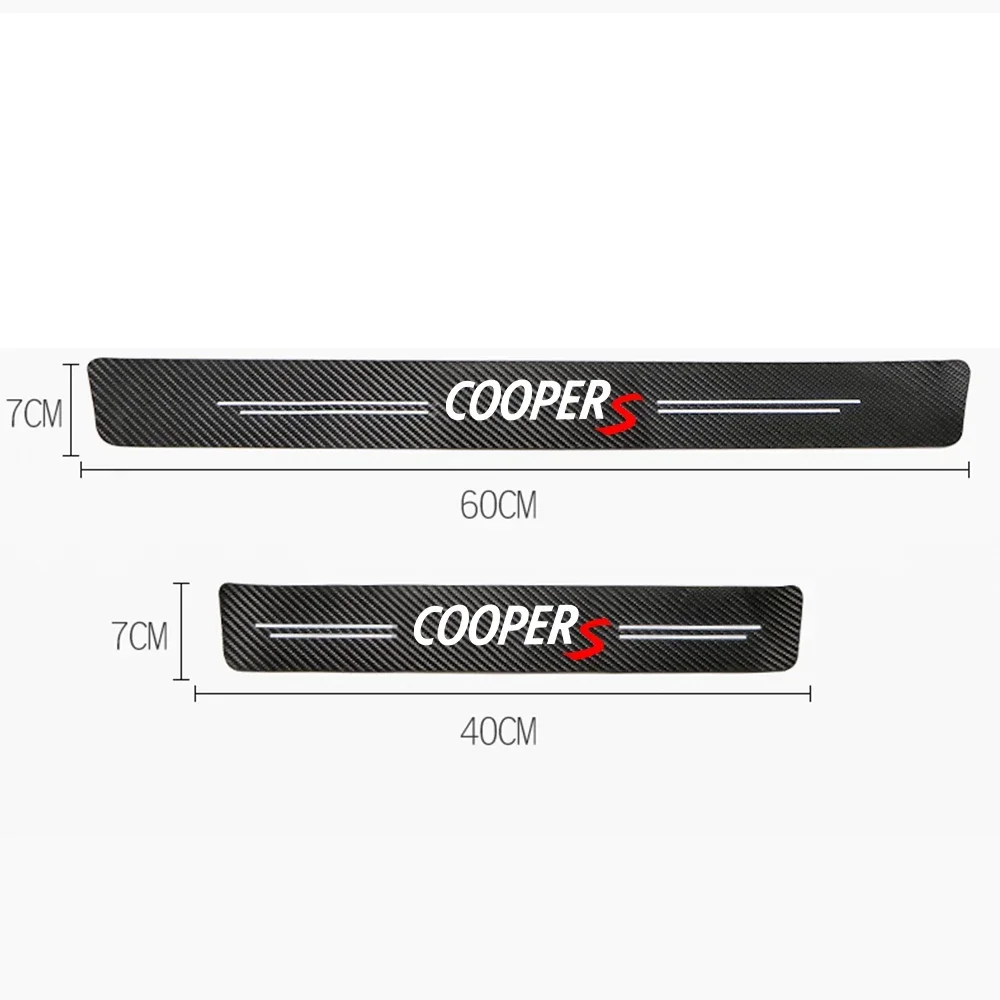 4pcs car stickers door sill strips pedals carbon fiber decorative strips For Mini Coopers S JCW R55 R56 R60 F55 F56 Countryman