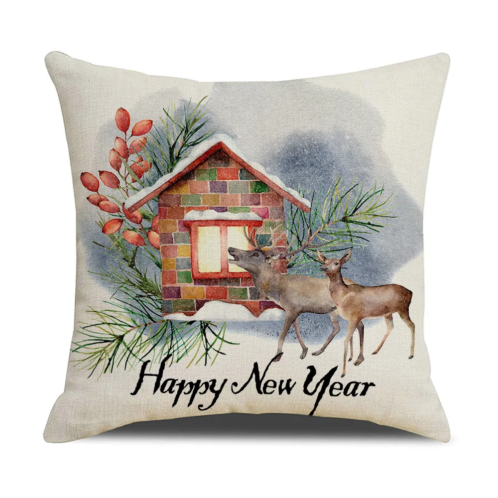 Christmas Decorative Pillowcases 45x45 cm Home Decor Couch Cushion Cover Christmas Decorations Pine Branches Wreath Pillow Cover