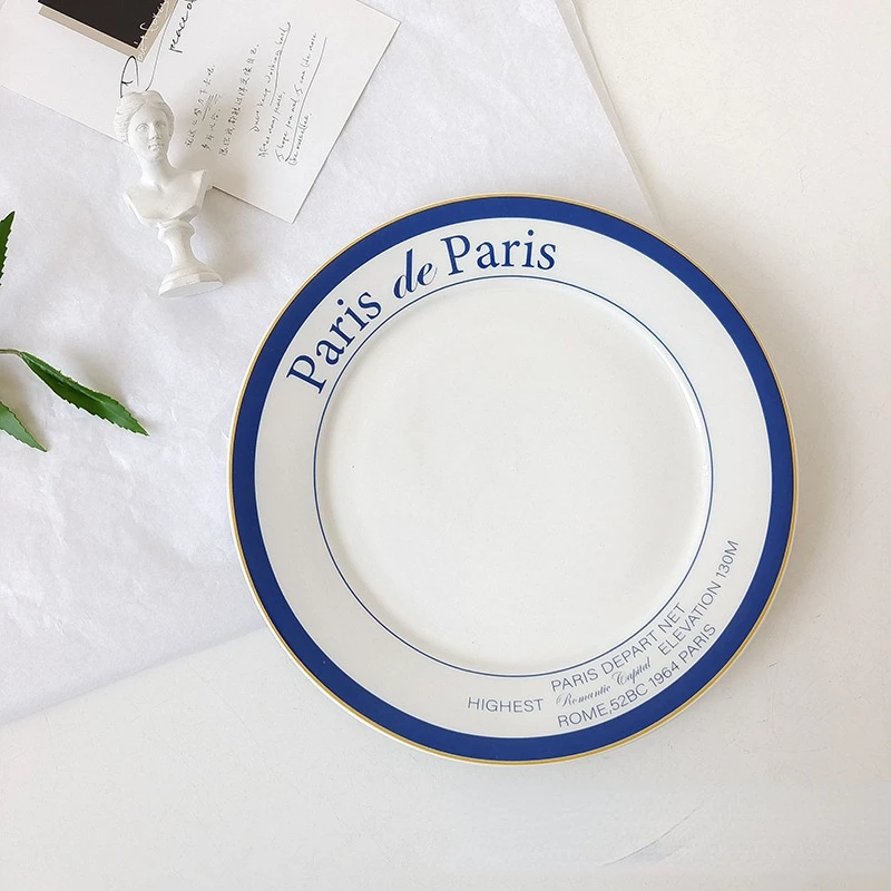 Nordic English Alphabet Ceramic Plate Modern Simple Steak Plate Korean Household Dish Saucer Cake Dessert Plate