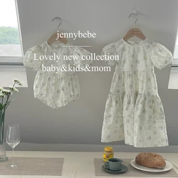 Girls Floral Lace Dress Ruffle Baby Romper Dress Summer Kids Short Sleeve Beach Dresses Toddler Bodysuit Sister Family Clothes