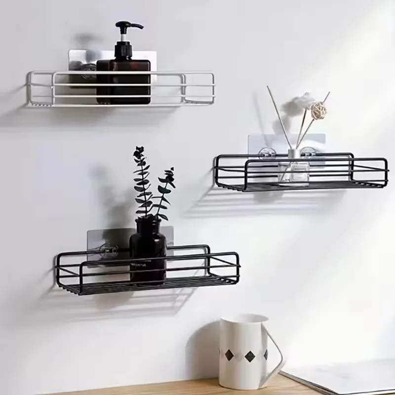 

Punch-Free Bathroom Rack Wall-Mounted Storage For Bathroom Shampoo Cosmetic Seasoning Storage Rack Bathroom Kitchen Accessories