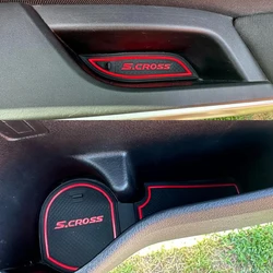 Anti-Slip Rubber Gate Slot Mats Door Groove Pad Cup Cushion For Suzuki SX4 S-Cross 2014- 2024 Car Interior Mat Accessories 13PCS