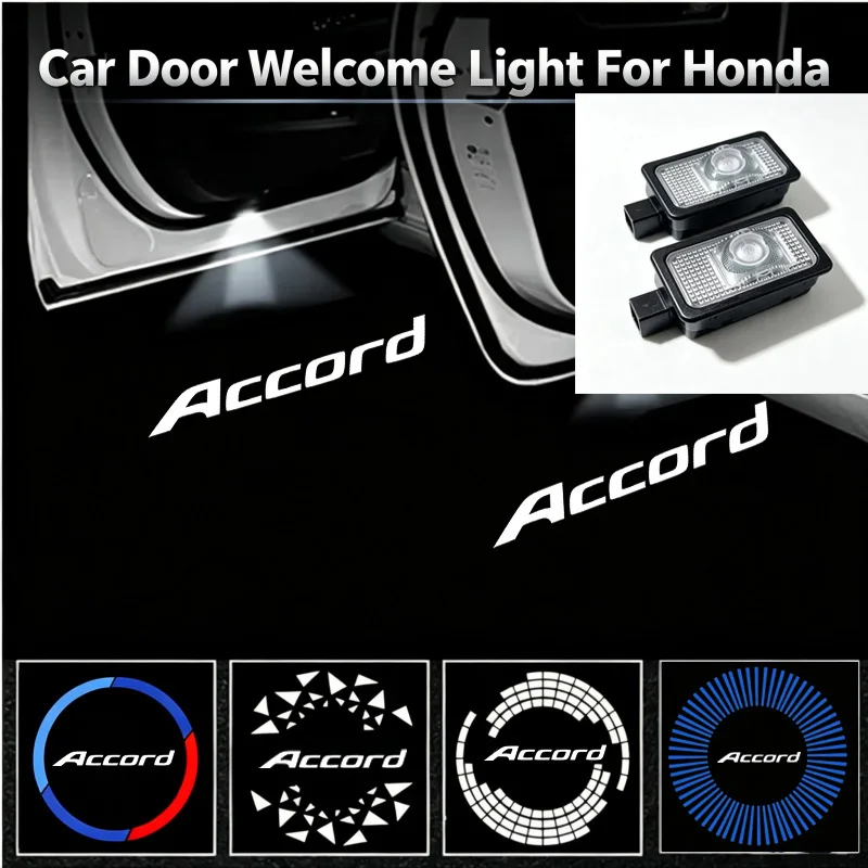 2PCS Ghost Shadow Logo LED Car Door Courtesy Projector Welcome Decor Lamps For Honda Accord 11th Generation Auto Accessories