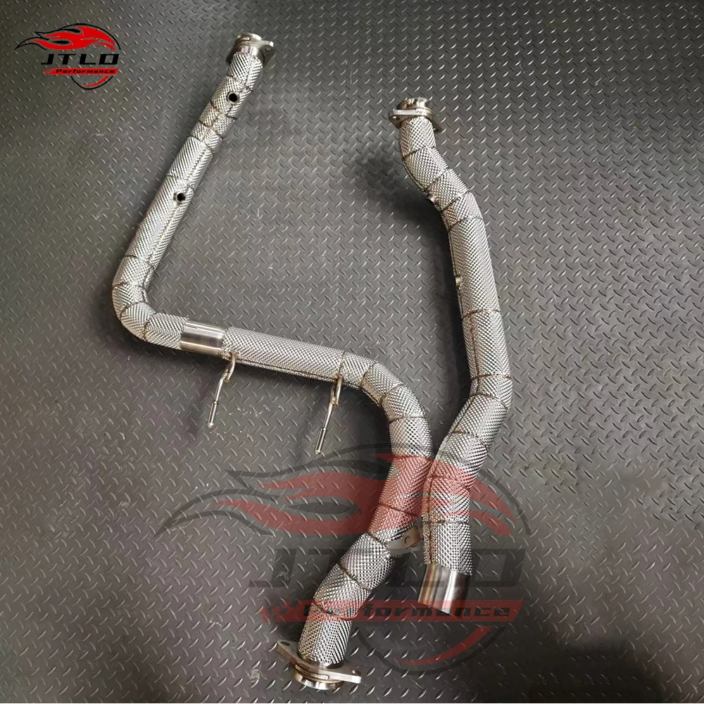 Straight Pipe Exhaust For Ford F150 Raptor 3.5TT V6 Turbo Downpipe With Heat Shield Wrap
