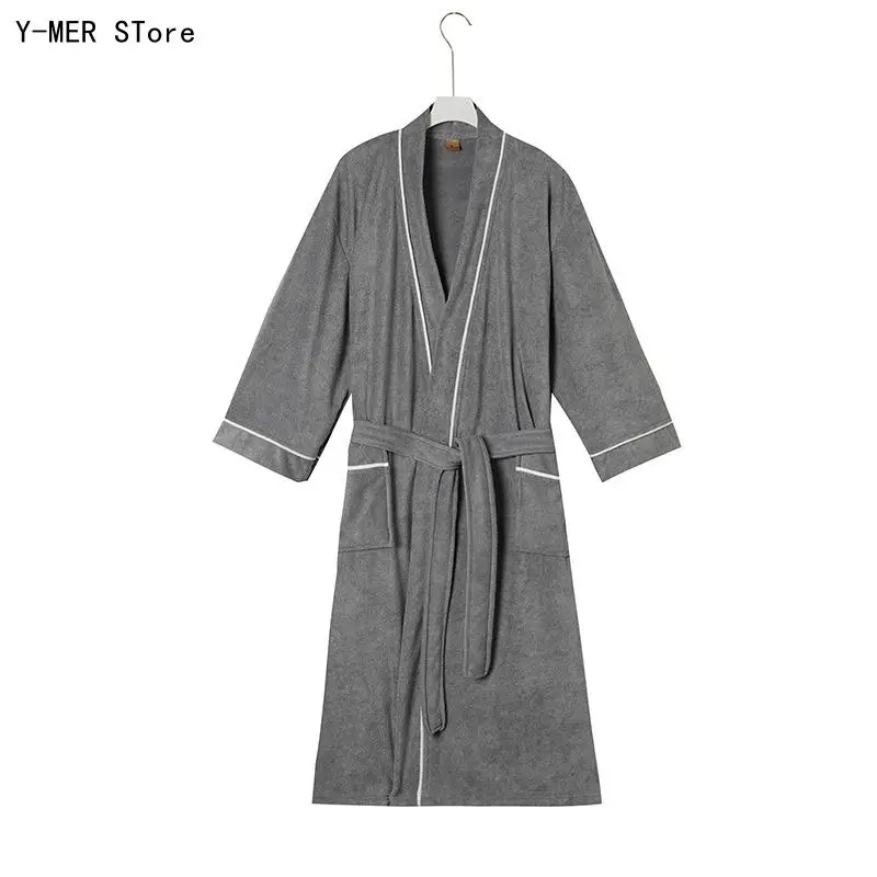 Men Women Terry Towelling Bathrobe Plus Size Long Couple Robe Absorbent Breathable Hotel Dressing Gown Nightgown Pajamas