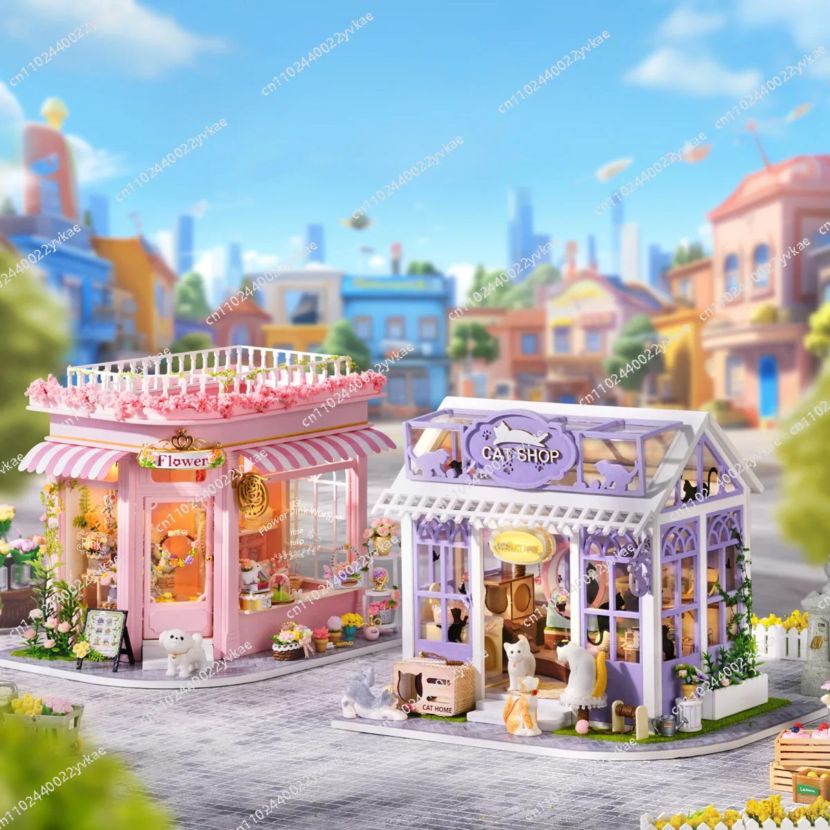 

DIY Cottage AC Heart Shop Series AC001 Colorful Flower Shop AC003 Kitten Paradise, Handmade