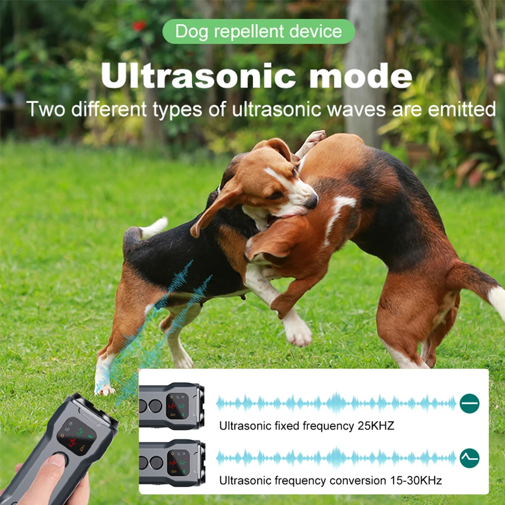 Double/Three Head LED Flashlight Ultrasonic Dog Repeller Anti Barking Training Deterrent Device Rechargeable Dog Repeller - Image 2