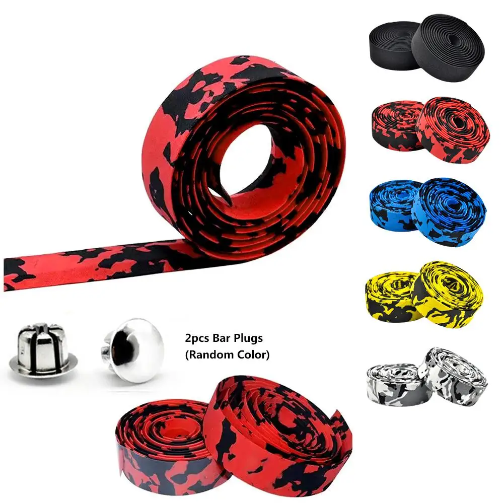 2 Stuks Racefiets Stuur Tape Camouflage Fiets Wrap Wicking Tape Demping Stretch Absorberen Zweet Anti-Slip Handgreep Fietsriem