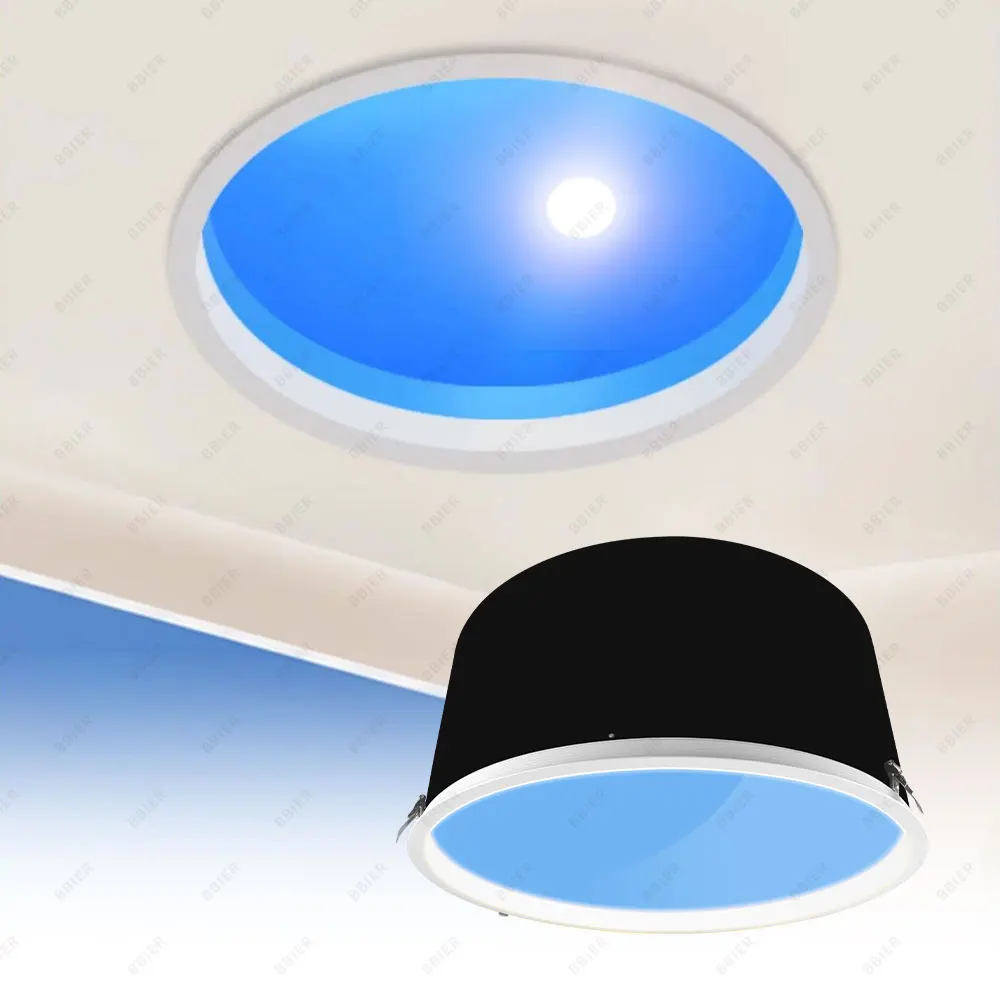BBIER Factory Round Tuya Smart Control Artificial Sun LED Skylight Faux Window Circular Blue  Panel Light