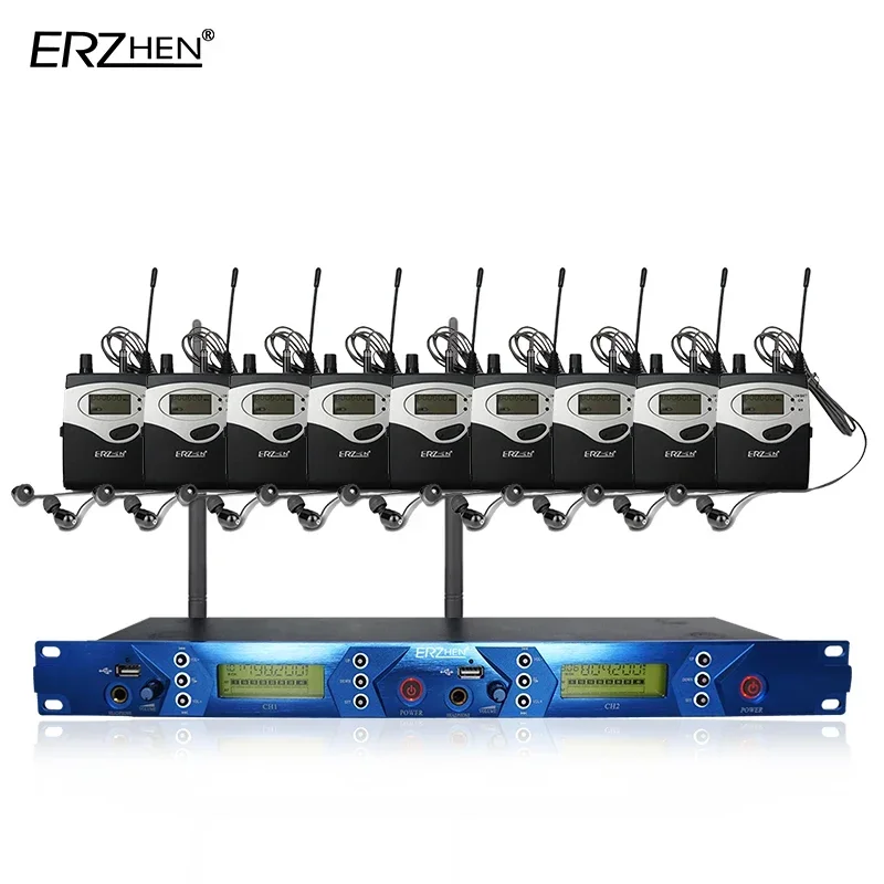 ERZHEN EM5012 In-Ear Monitor Wireless System Multi Transmitter Wireless In Ear Monitor Professional For Stage Performance