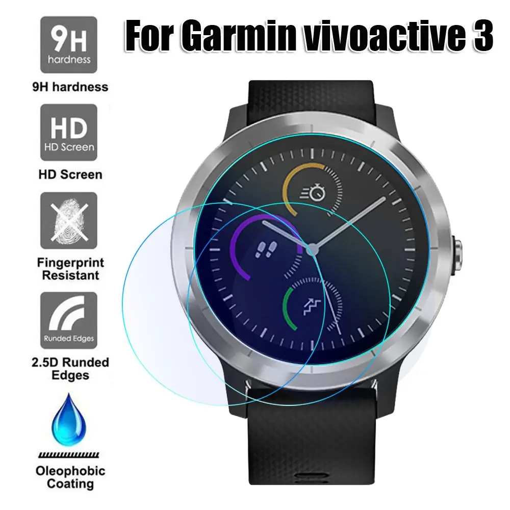 Premium 2.5D Tempered Glass Protective Films Screen Protectors for Garmin Vivoactive 3