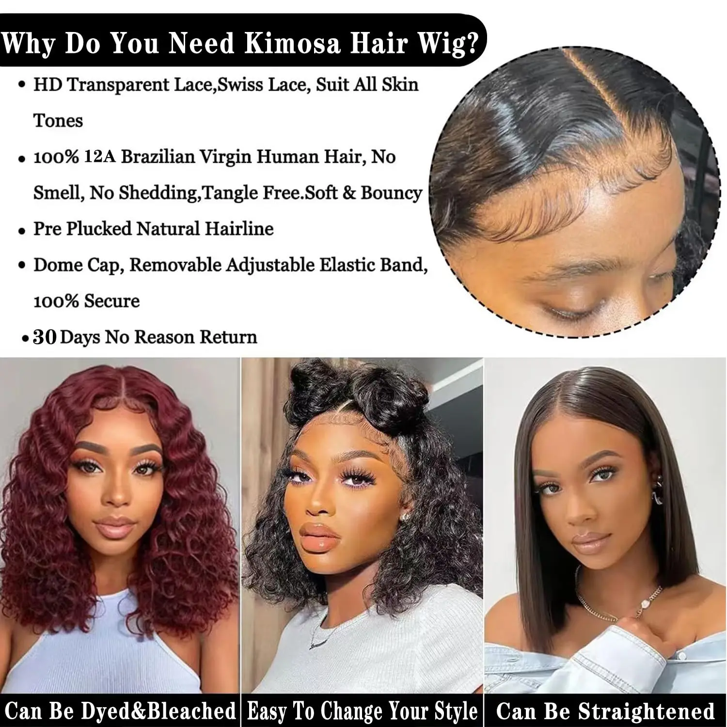 Deep Wave 13x4 Lace Frontal Bob Wig 200% Density Brazilian Pre Plucked Virgin Hair 100% Human Hair Wigs #1B lnvisible Lace Wigs image 5