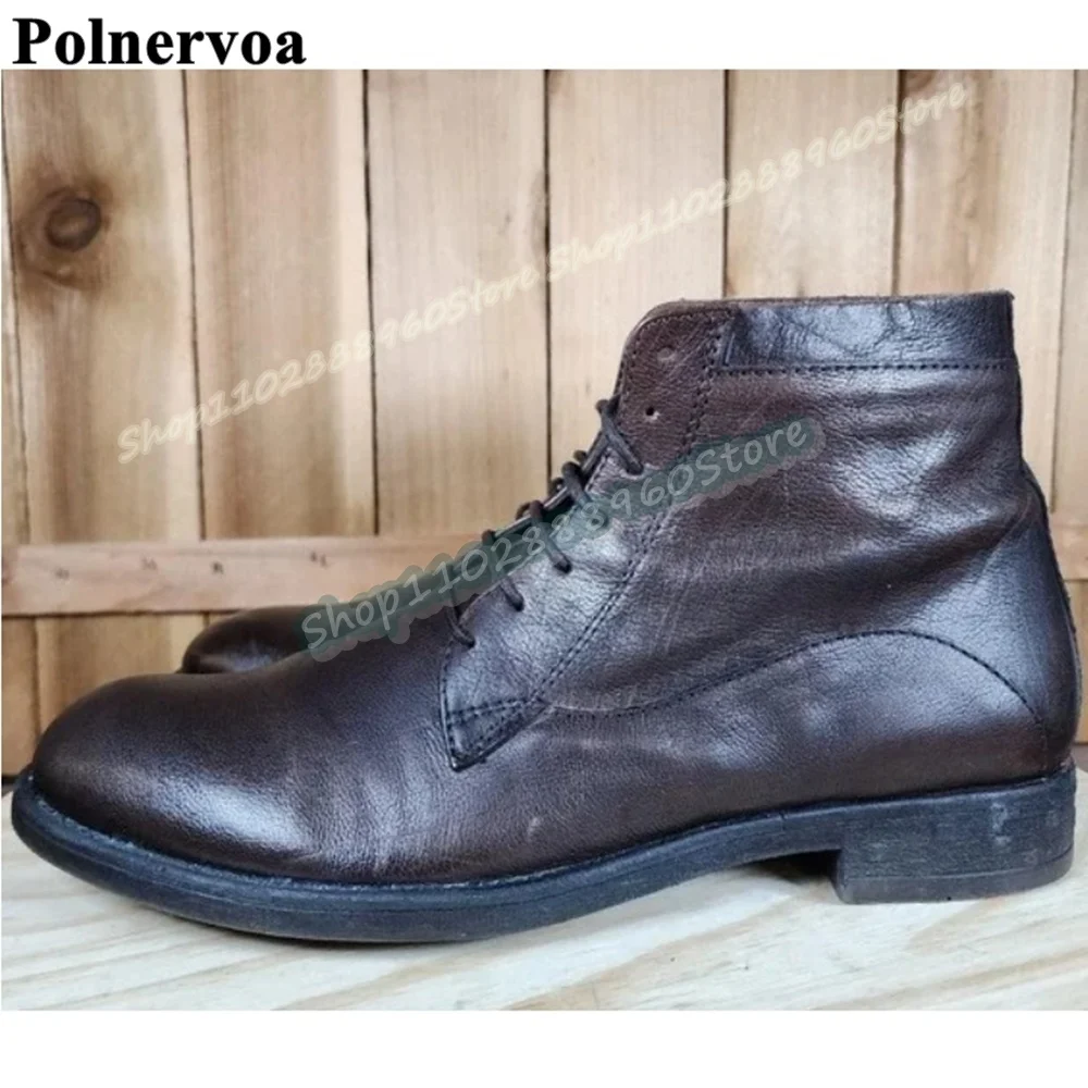 Stylish Chocolate Leather Handmade Men Pumps Flats Dress Shoes For Men Cross Tied Formal Fashionable Catwalk Trending Men Boots