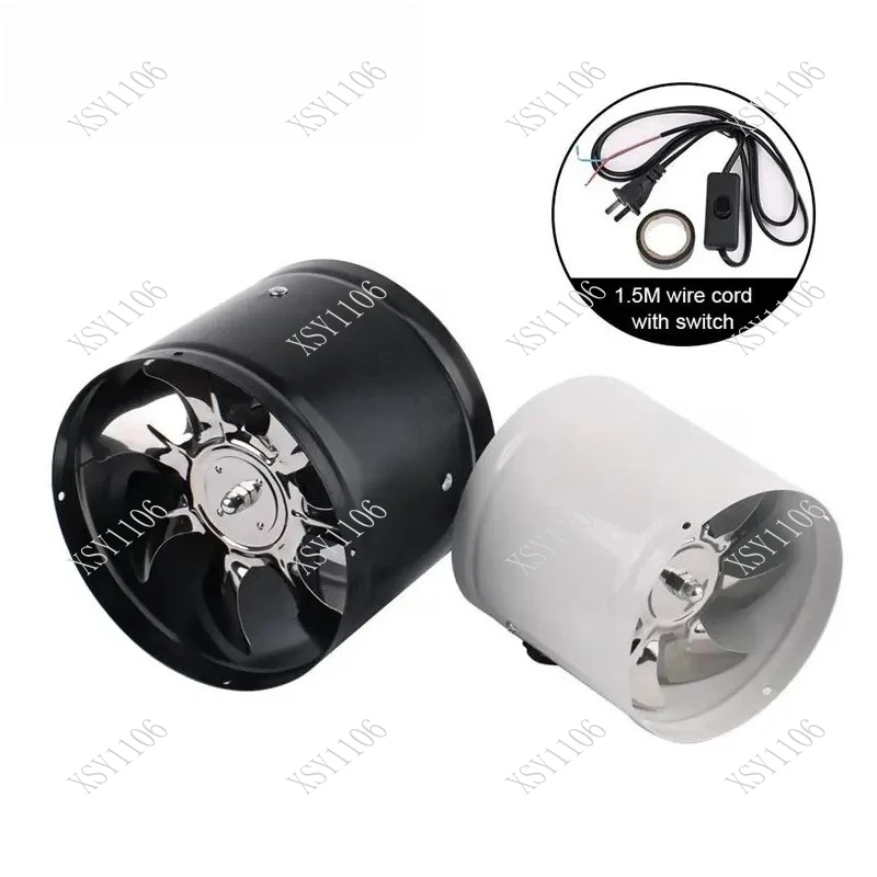 4/6/7Inch Exhaust Fan Air Ventilator Mini Extractor 1.5M Cord Metal Pipe Duct Fan 220V For Kitchen Bathroom