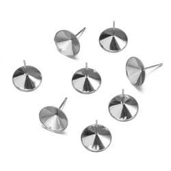 20Pcs 6 10 12 14mm Stainless Steel Blank Base Round Tray Post Stud Earring Settings For DIY Charm Earrings Jewelry Accessories ﻿