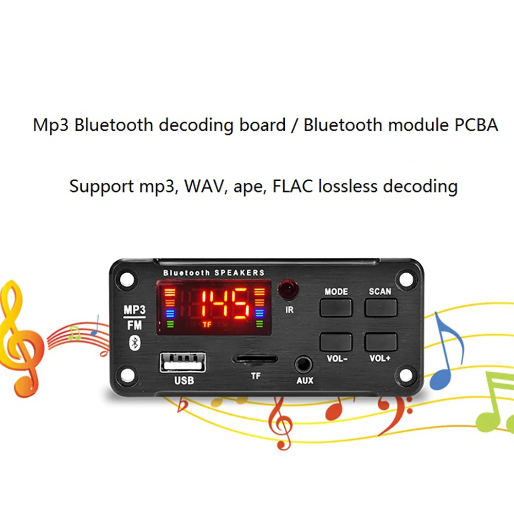 Placa Amplificador de Potência Tela Colorida, Jogador Sem Fio Lossless, 25W x 2 Amplificador De Potência De Áudio, Módulo PCBA Bluetooth, Promoção