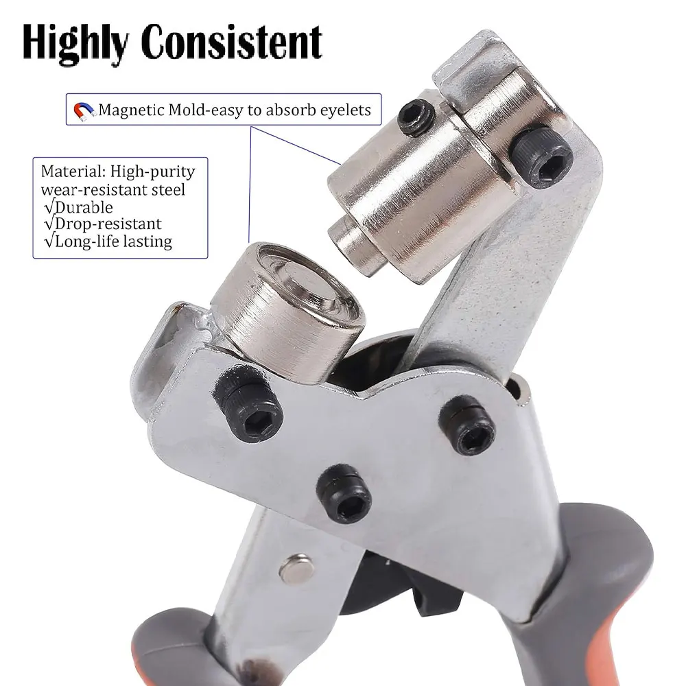 6/10mm Eyelet Grommet Tool Kit With 100 Sets Eyelet Grommet Hole Punch Hand Install Pliers Machine For Leather Canvas Clothing