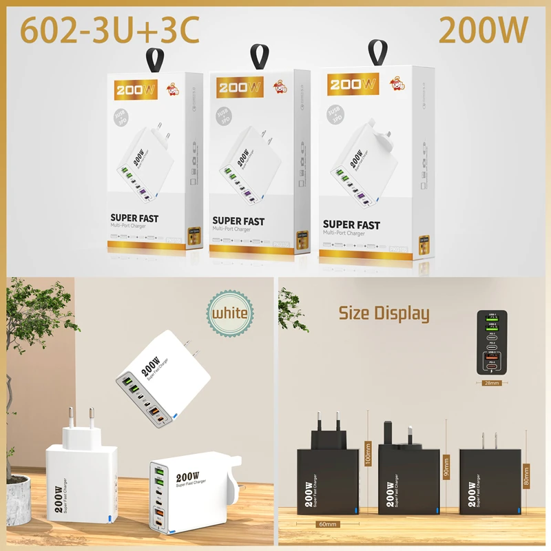 Xiaomi 200W Ultra Fast Charger USB TypeC Charger Adapter PD Cable  Quick Charging Phone Charger EU/US/UK Plug For iPhone Samsung