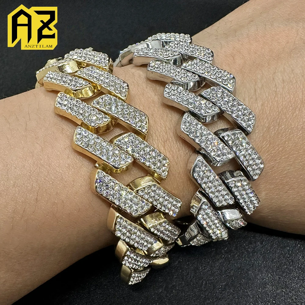 20mm Cuban Link Chain Bracelet for Men Women Iced Out Hand Miami Chain Bling Rhinestone Hip Hop Jewelry Gift Drop Shipping