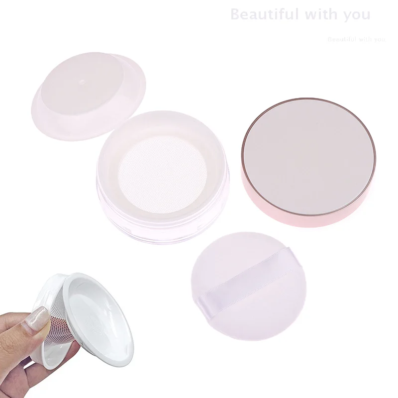 Portable Plastic Powder Box Empty Loose Powder Container With Sieve Cosmetic Sifter Loose Jar Travel Makeup Container