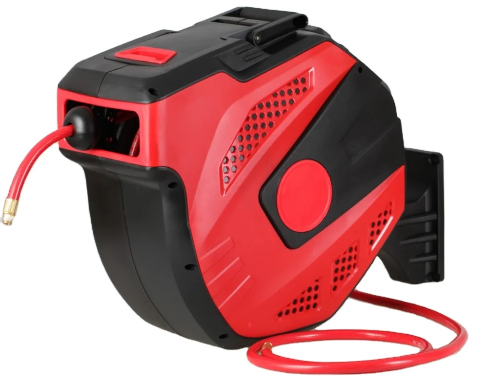 30M 100FT  Retractable Air Hose Reel, Wall Mount Pneumatic Hose Reel for Garage Workshop, Automatic Rewind, 3/8