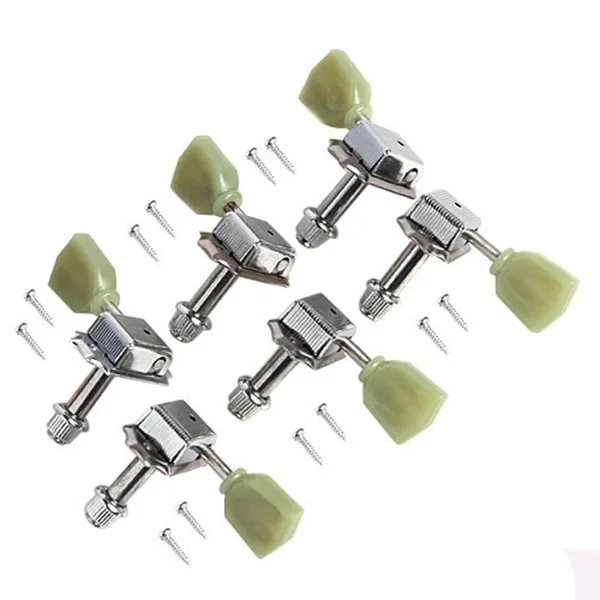 

6pcs Electric Guitar Tuning Pegs Steel Chrome Machine Heads Heavy For Easy Installation Guitar Accessories