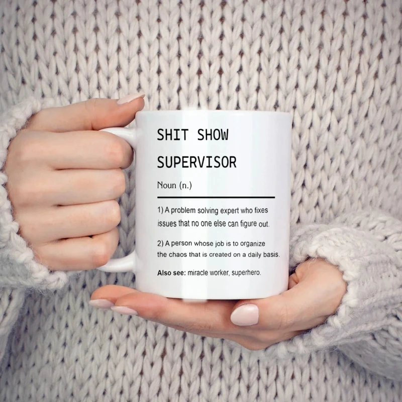 Shit Show Supervisor Mugs for My Boss Gift, Boss Thank You Gift Funny Birthday Gifts Novelty Coffee Ceramic Tea Cups White 11 Oz
