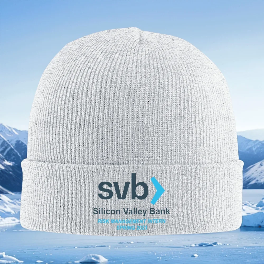 SVB flecha derecha logo diseño texto hombres mujeres unisex sombrero de punto gorro jersey invierno térmico cálido Navidad cicli