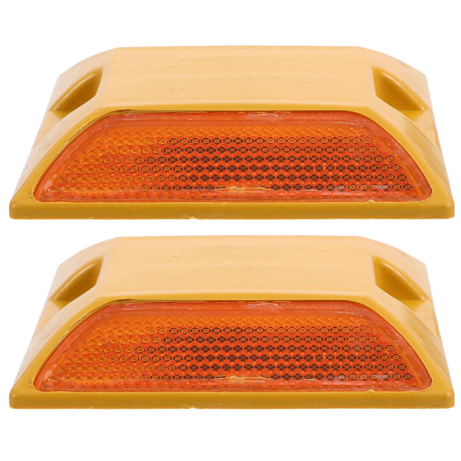 

2 Pcs Traffic Light Reflective Plastic Road Signs Pavement Markers Yellow Reflectors