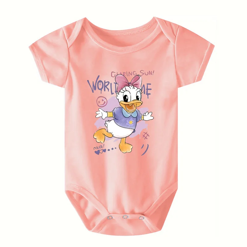 Newborn Baby Boys Girls Clothes Cartoon Daisy and Duck Print Disney Baby Romper Baby Jumpsuit Cute Casual Baby Bodysuit view 4