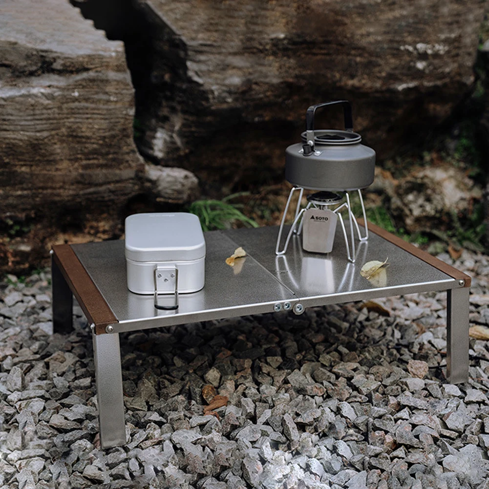 Table de camping pliante en acier inoxydable, facile à transporter et à ranger, adaptée aux fêtes en plein air, pique-niques, plages, randonnée