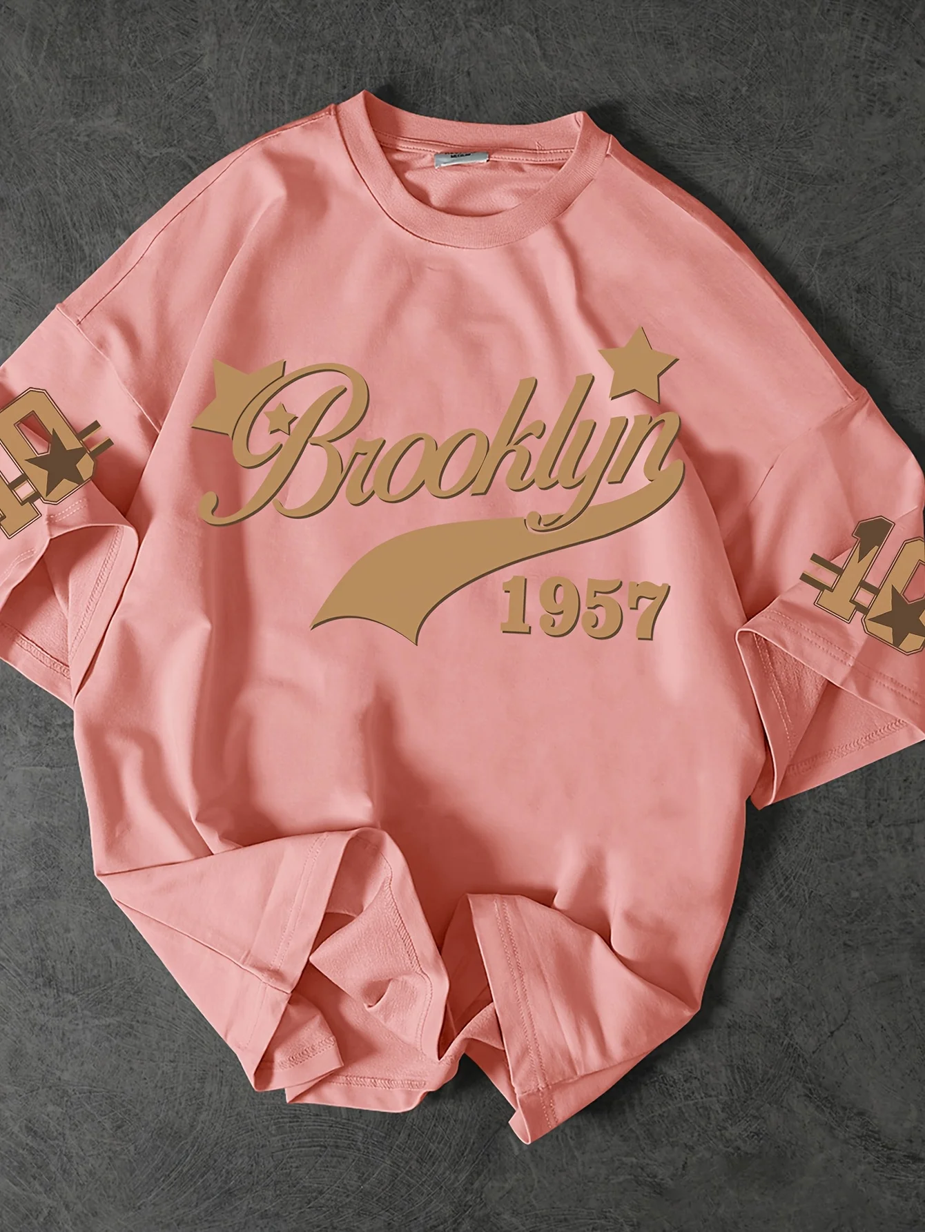 Fashionable men's summer 1957 letter printed breathable round neck T-shirt outdoor urban casual top image 5