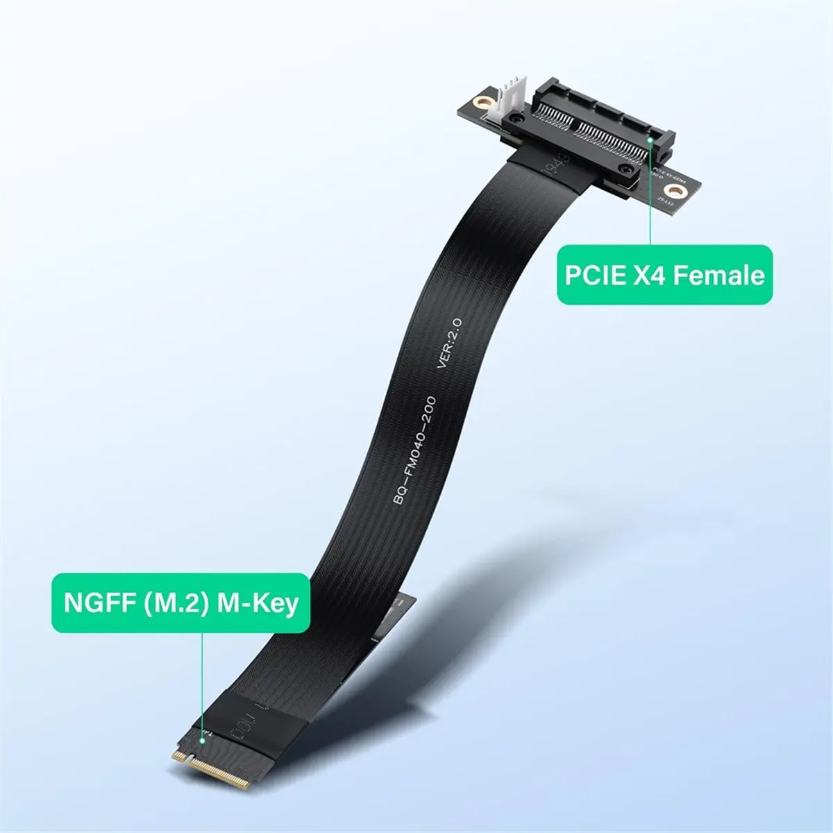 M.2 M-Key PCI-E4.0 2280 NGFF to PCIe X4 Extension Cable M2 to PCI-E 4X Female Riser Cable for M2 2230 (M.2 180 Degree)