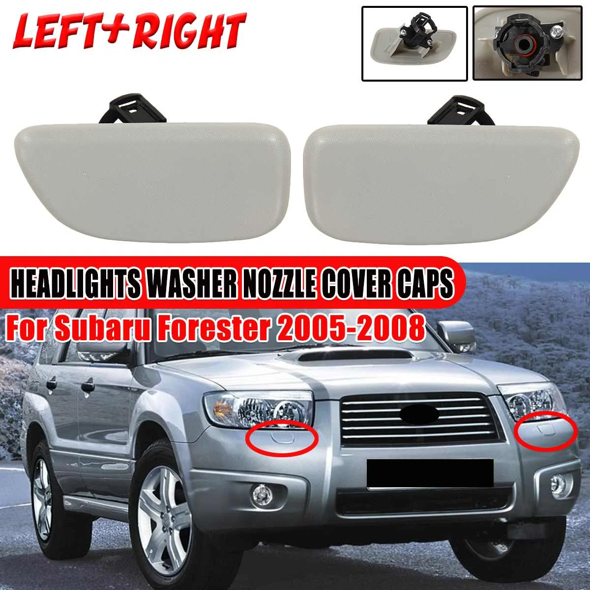 L/R Car Fornt Headlights Head Lamps Washer Nozzle Cover Caps For Subaru For Forester 2005-2008 86636SA230WG 86636SA240WG ABS