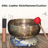Nepal Singing Bowl Copper Full Moon Singing Bowls Buddhist Meditation Original Tibetan Bowl Sound Healing with Mallet Cushion
