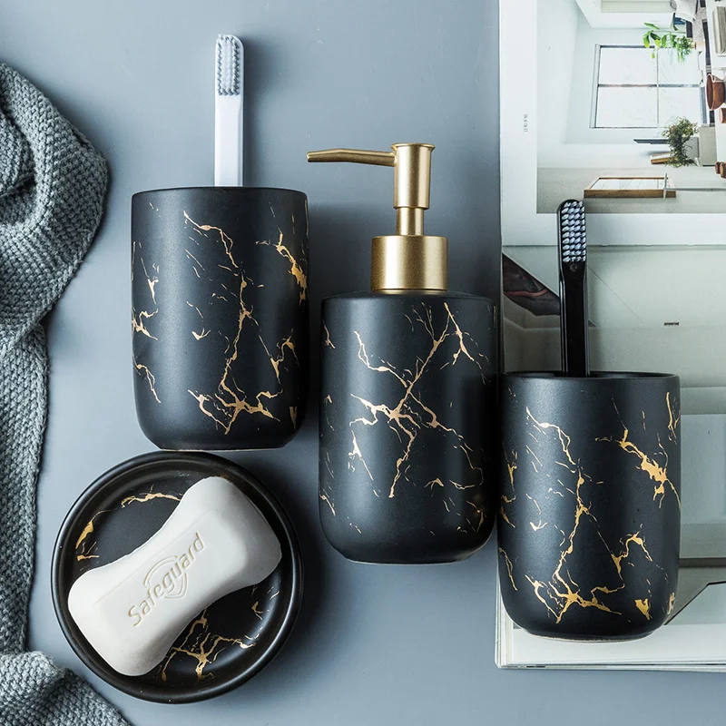 Marble Pattern Ceramic Toothbrush Holder, High-Grade, Creative Cup, Toothbrush, Cup, Wedding Gift, Toiletries, Bathroom Set