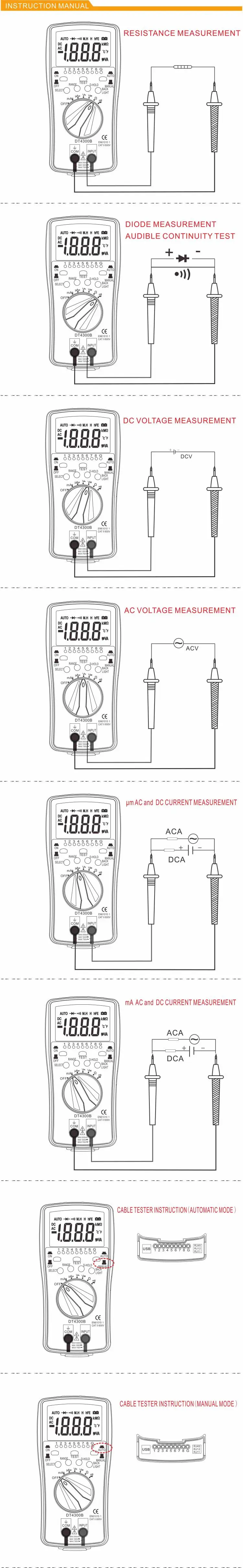 Netwerk Multimeter Met Kabel Test Auto Variërend DT4300B Koop Tester Digitale Multimeter Profesional Huishoudapparatuur